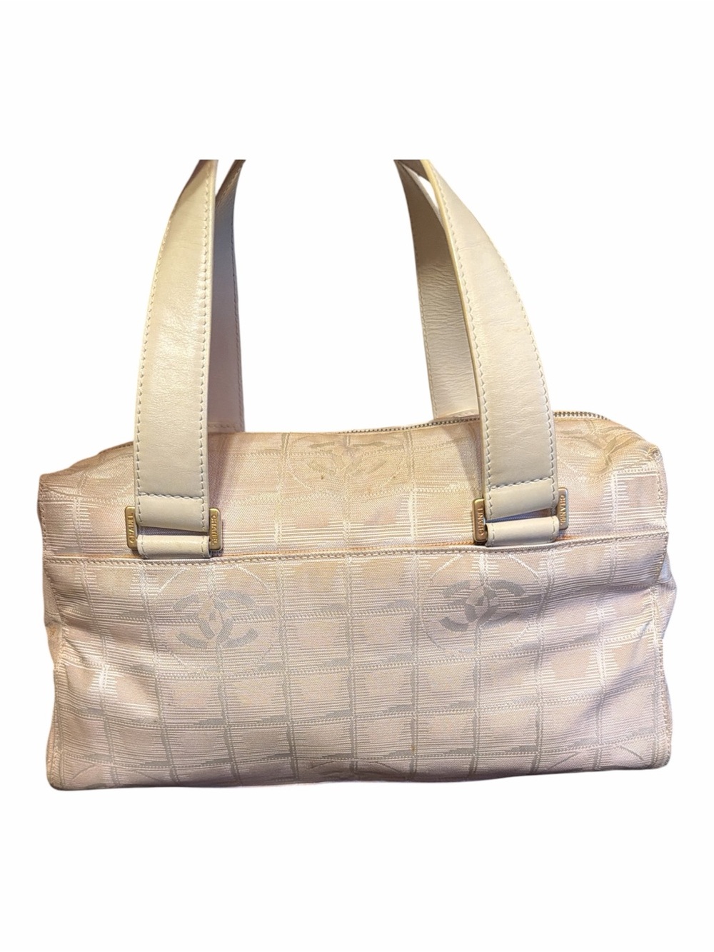 Chanel Vintage Cream New Travel Line Jacquard Bowler Bag